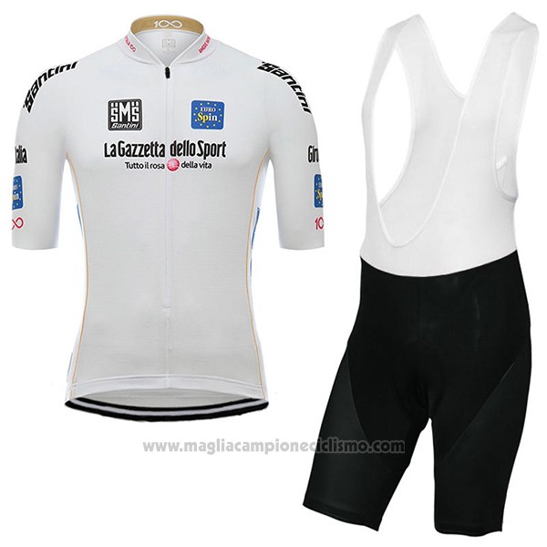 2017 Abbigliamento Ciclismo Giro d'Italia Bianco Manica Corta e Salopette